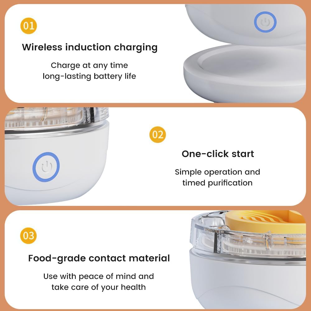 Fruit and Vegetable Washing Machine, Electric Cleaner, Faster Electrolytic Water, with Large Reaction Area, 6 min Countdown,Ideal for Cleaning Fruit