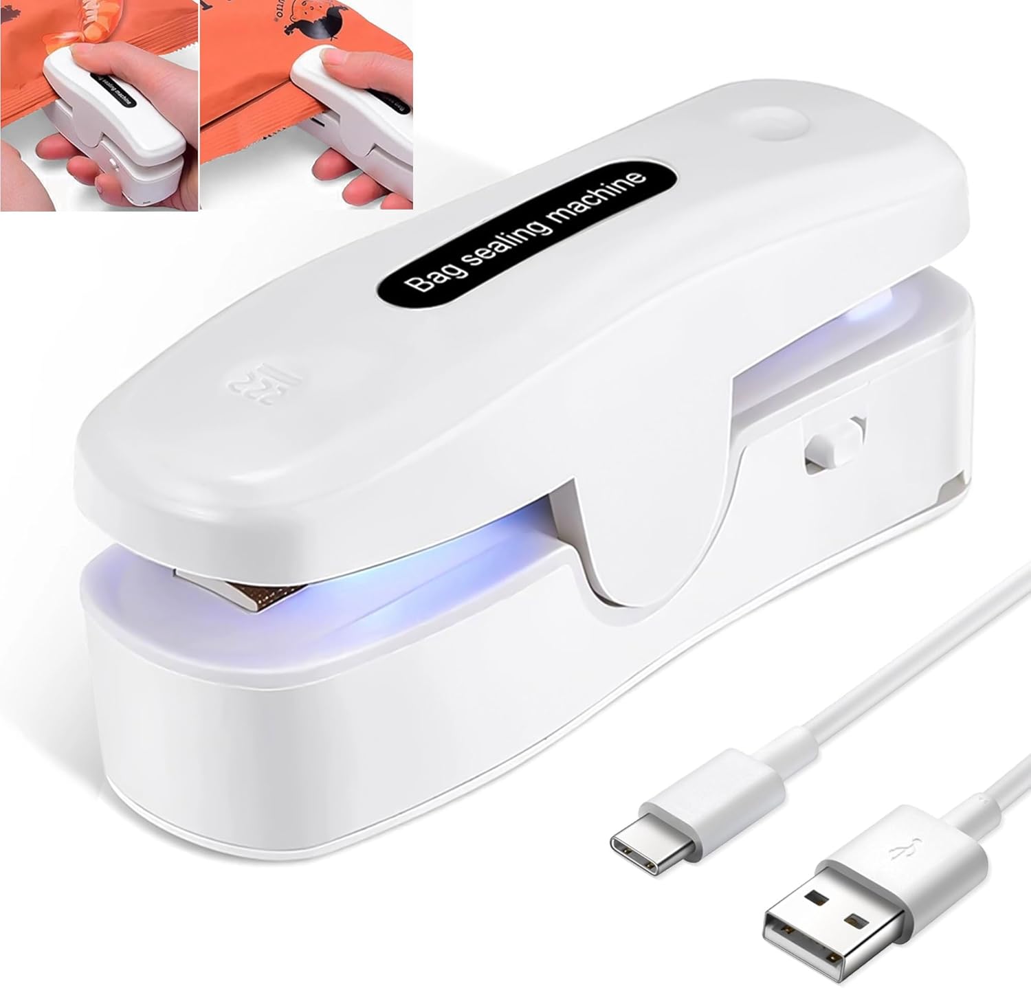 2 In 1 Mini Bag Sealer with Cutter, Rechargeable Heat Sealer, Portable Snack Bag Sealer for Plastic Bag Food Storage