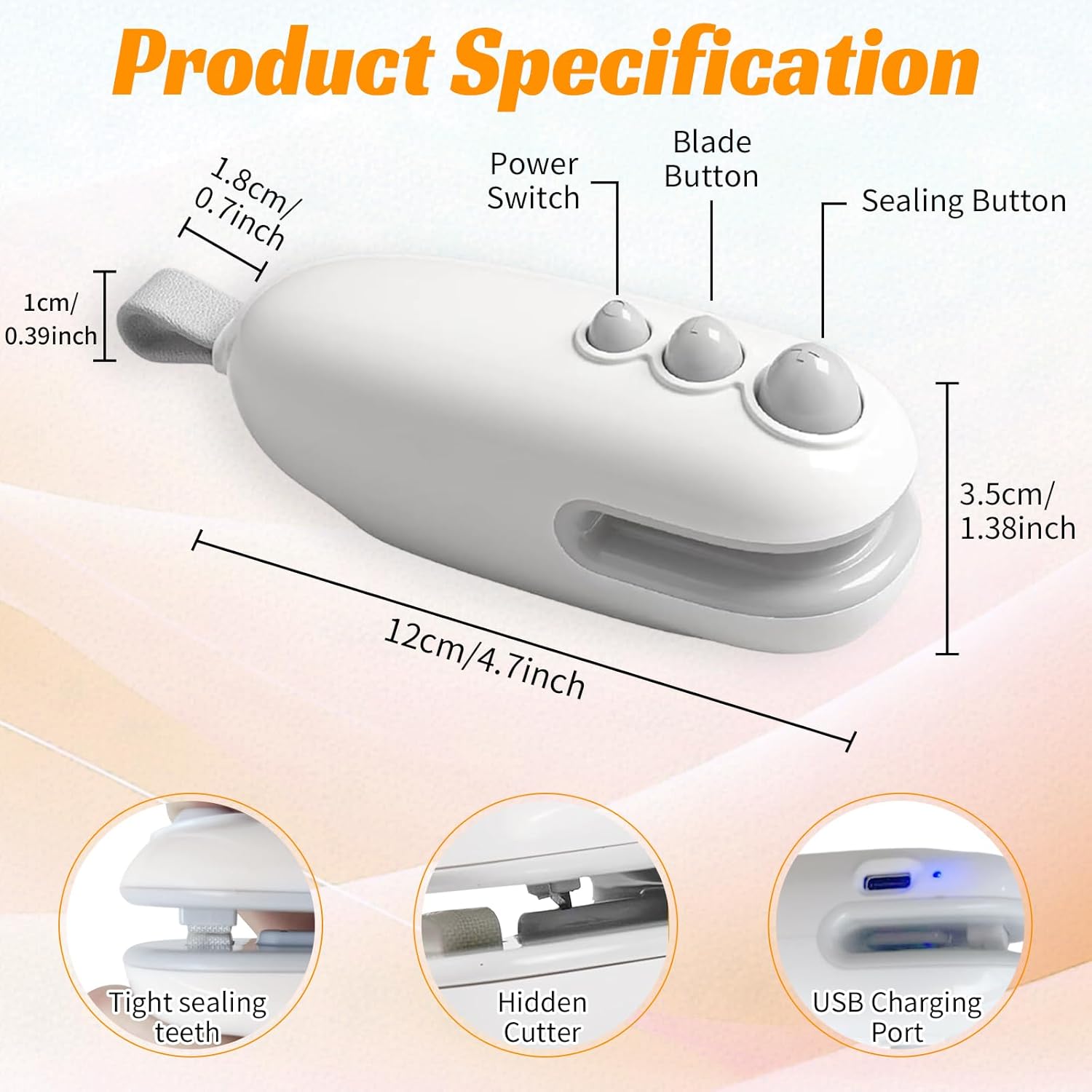 Mini Bag Sealer Type-C Rechargeable Vacuum Sealer for Food 2 IN 1 Mini Bag Sealer with Cutter and Magnet Bag Sealer Handheld for Plastic Bags Snacks